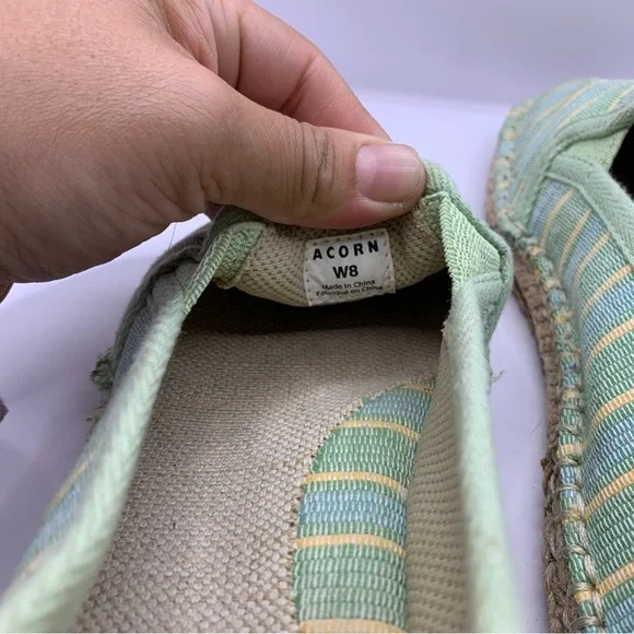 Acorn Women’s 8 Comfort Slip-on Flats Espadrille Acqua Blue/Green Shoes - Picture 9 of 9